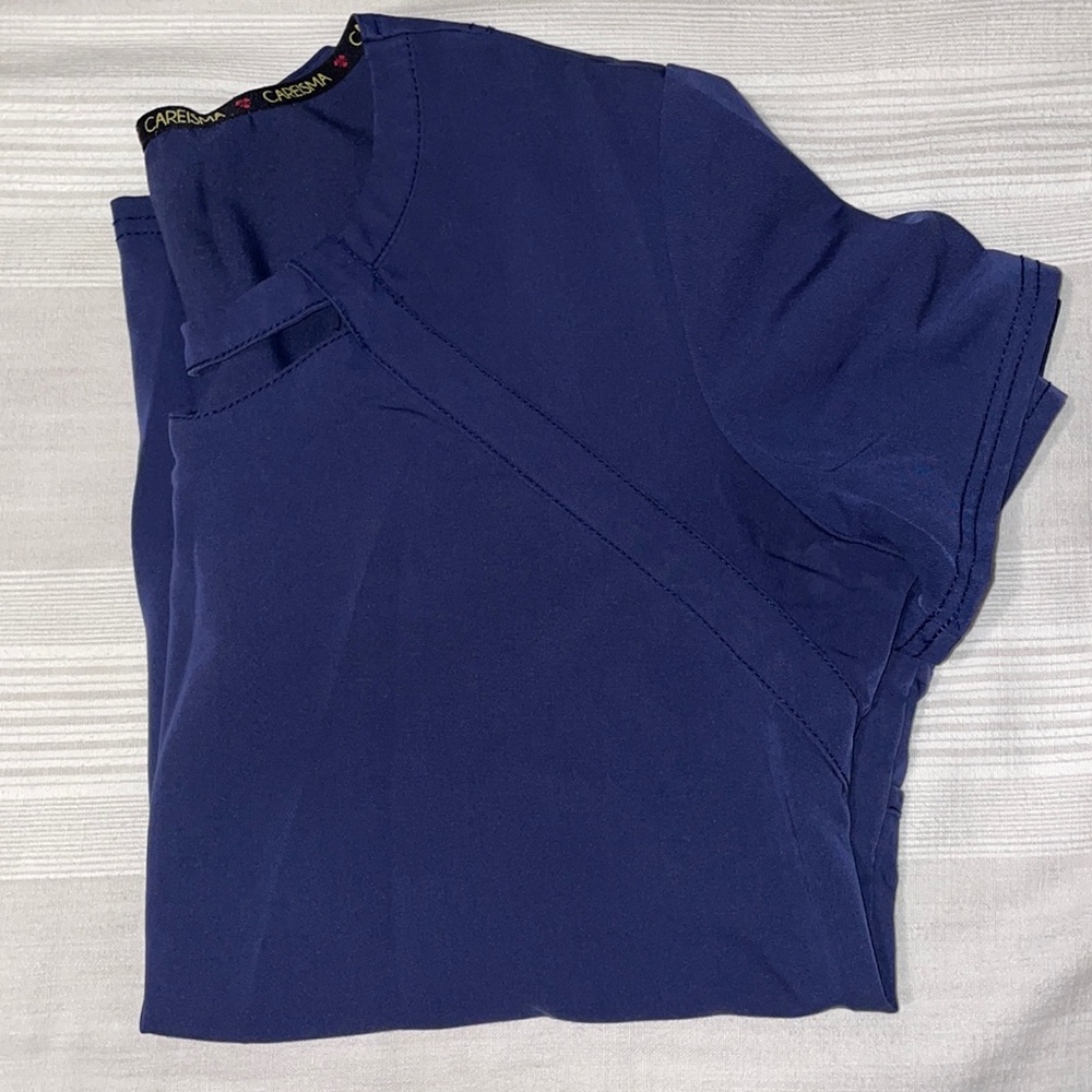 Careisma Scrub Nurse Top Key Hole Short Sleeve Dark Navy Blue
